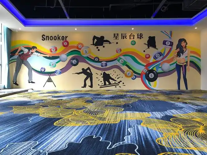 桌球台球室壁画手绘作品_壁尚手绘贵州墙绘-站酷zcool