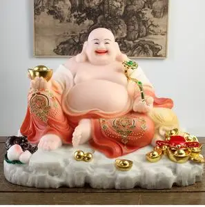 汉白玉笑佛像大肚弥勒佛像供奉家用家用大码招财店面客厅镇宅摆件