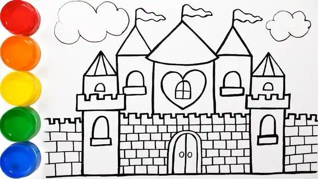 城堡简笔画简单城堡简笔画简单又漂亮带颜色
