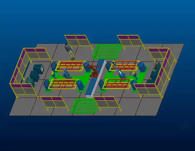 下料,焊接,喷漆 车间布局stp含有视频3d模型图纸下载_proe/creo素材