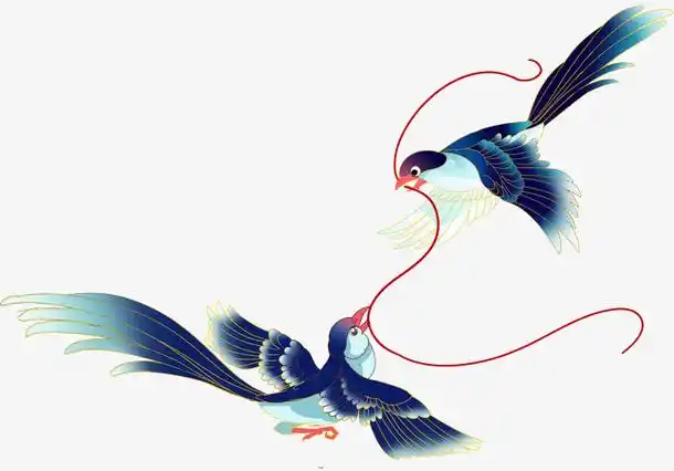 七夕喜鹊手绘元素