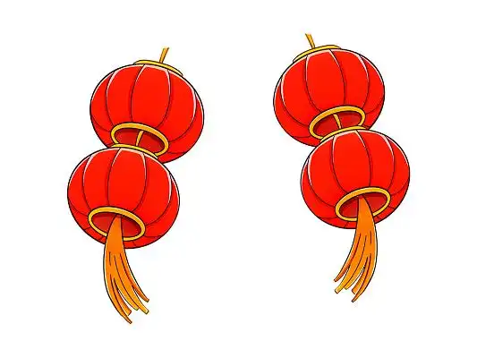 红色手绘中国风卡通古风灯笼元素png素材