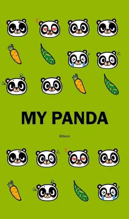 熊猫可爱锁屏壁纸插画原创卡通蔬菜生活