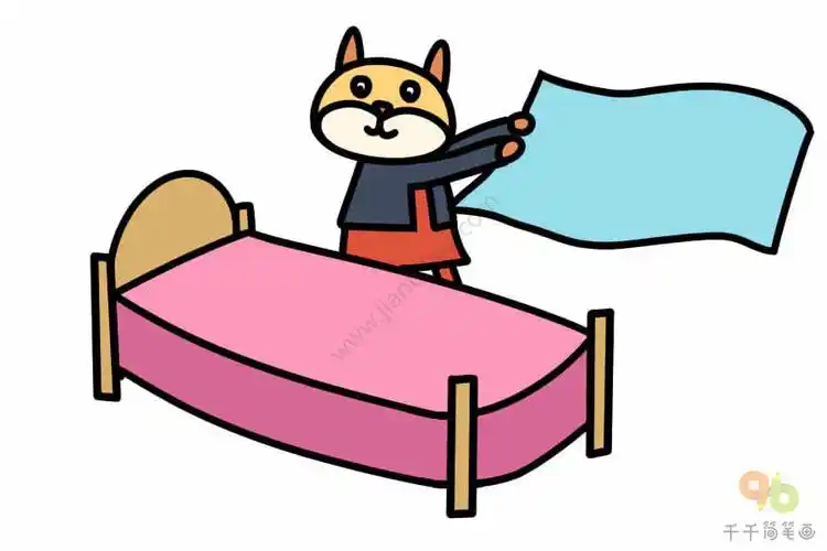 宝宝英文认知 铺床的小男孩_宝宝英文认知简笔画