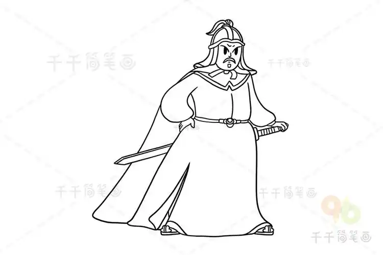 明清军事将领 郑成功简笔画_古代人物简笔画