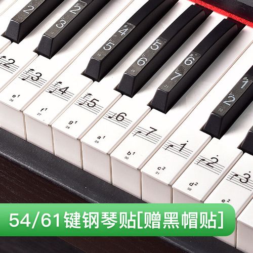 88键透明61键54键成人电子琴五线谱简 54/61键透明钢琴贴b款[黑键贴