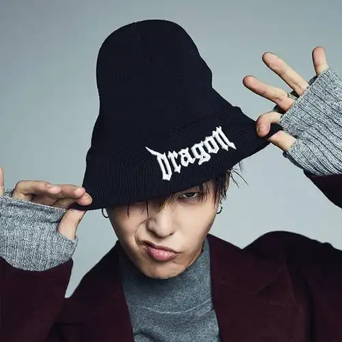 韩版针织帽权志龙gd同款冷帽立体刺绣字母套头帽新款保暖毛线帽男