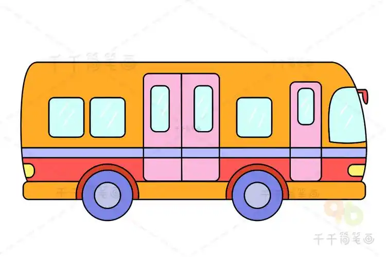 大巴车简笔画教程(大巴车简笔画简单又漂亮)-爱娃简笔画