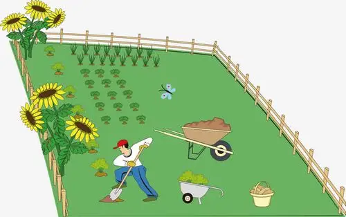 卡通田间耕种的农民