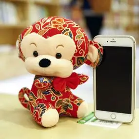 猴年吉祥物公仔h毛绒玩具花布猴子玩偶布娃娃新年礼物公司年会礼