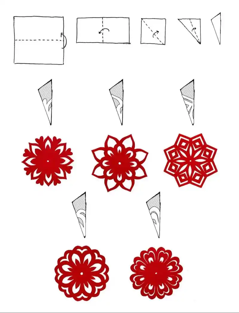 四折八角小团花剪纸练习.#非遗剪纸 #剪窗花 #中华文化 - 抖音