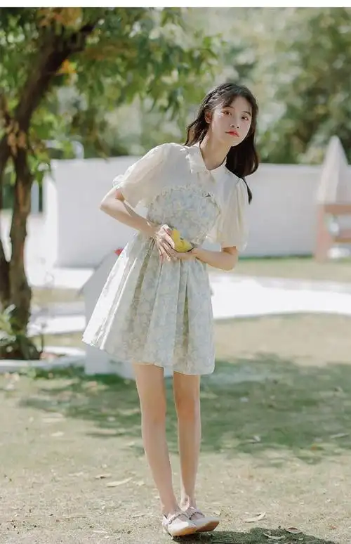 碎花吊带裙甜美套装裙两件套女夏季2023新款奶系穿搭小个子连衣裙