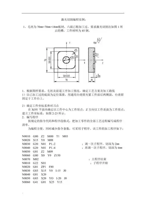 激光切割编程实例题