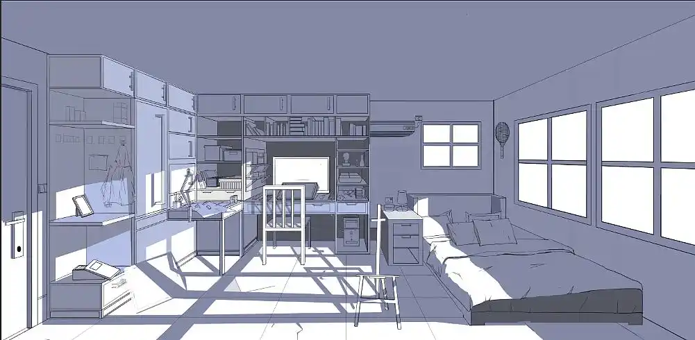 日系室内场景绘画步骤|插画|概念设定|七重梦 - 原创作品 - 站酷
