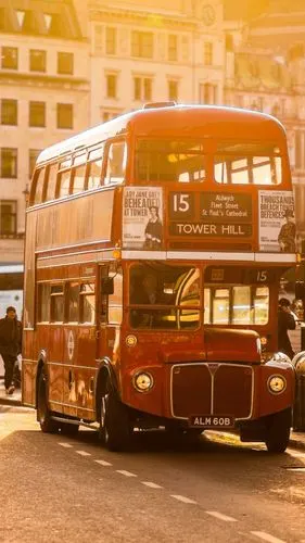 复古双层巴士,汽车-手机壁纸