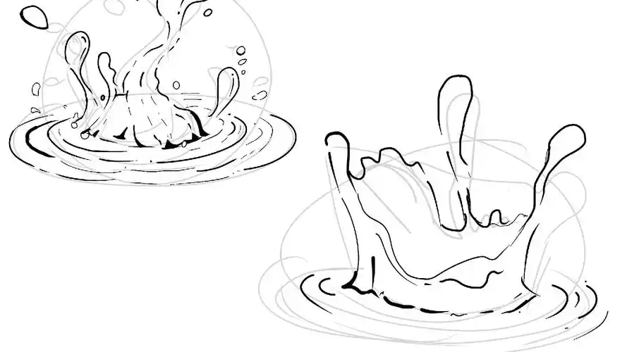 临摹线稿之水花溅起