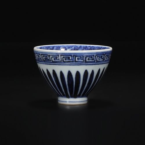 大明永乐青花鸡心杯仿古瓷器古董古玩景德镇茶具手工茶杯品茗杯