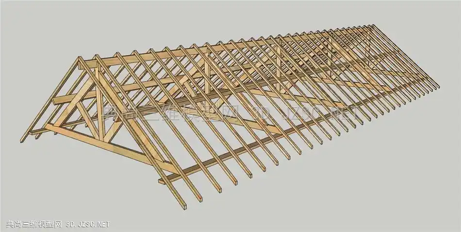 中式仿古木质结构屋顶龙骨构建屋脊undefined