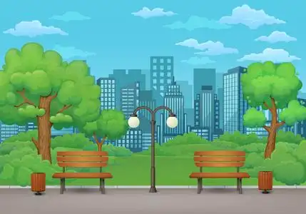 夏日春日公园的场景.