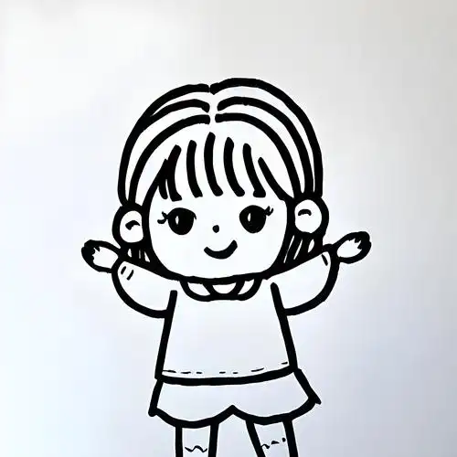 小女孩招手简笔画