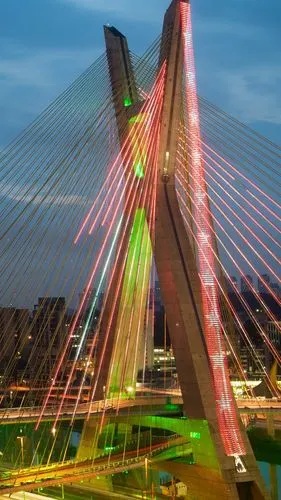 iphone 壁纸 巴西,圣保罗,链桥,河,夜,灯,照明