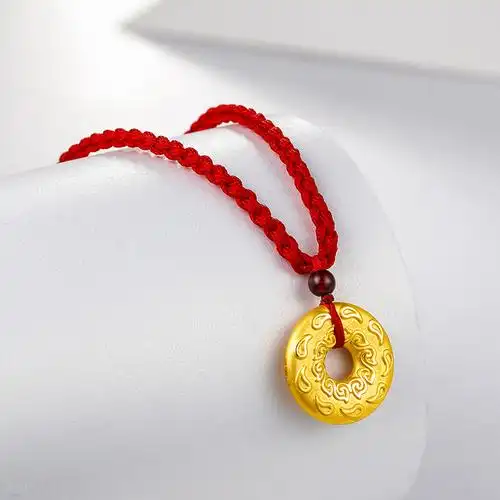 周六福zhouliufu黄金吊坠3d硬金宝宝如意儿童平安扣挂件定价ad040877