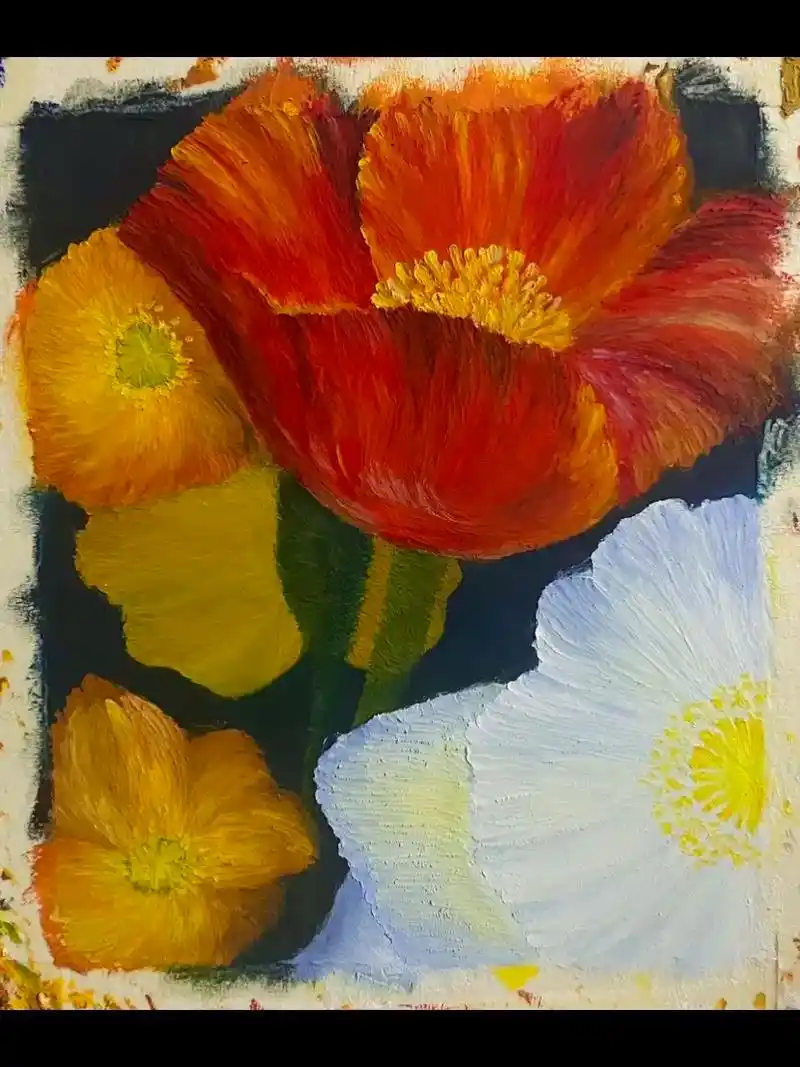 夏天 已经过去了 花还在心里开着.#油画棒 #画画 #手绘  - 抖音