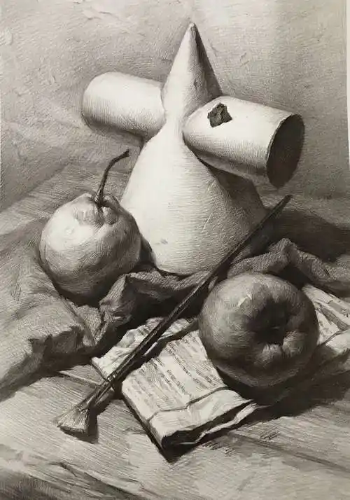 基础部素描静物临摹小稿和完整稿课程之石膏几何体