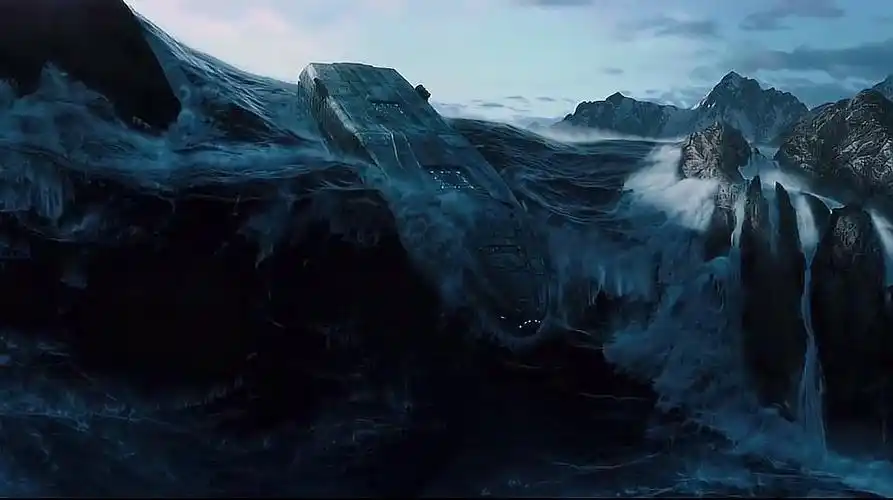 2012:面对末日般的海啸,几十万人的诺亚方舟也犹如一片树叶