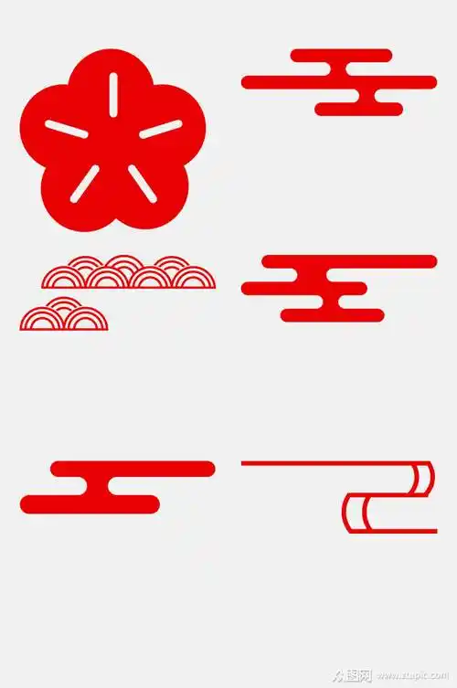 红色中式古风边框装饰元素素材