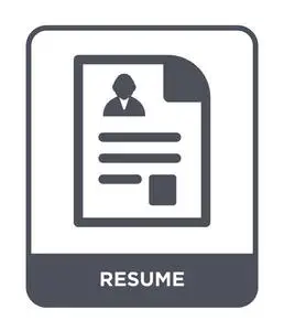 简历图标隔离在白色背景上.恢复矢量图标简单和现代平面符号.照片