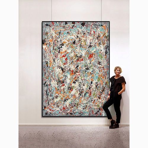 抽象艺术波洛克名画玄关装饰画现代简约客厅落地摆画背景大幅挂画