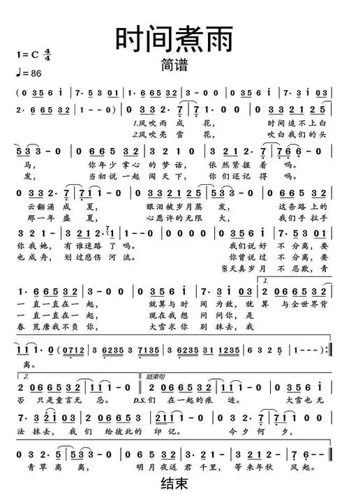 时间煮雨电影《小时代》宣传.-六线简谱-虫虫吉他谱免费下载