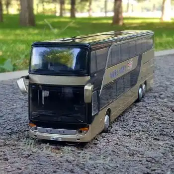宇通客车模型合金双层巴士模型仿真公交车玩具旅游巴士车客车合金大巴
