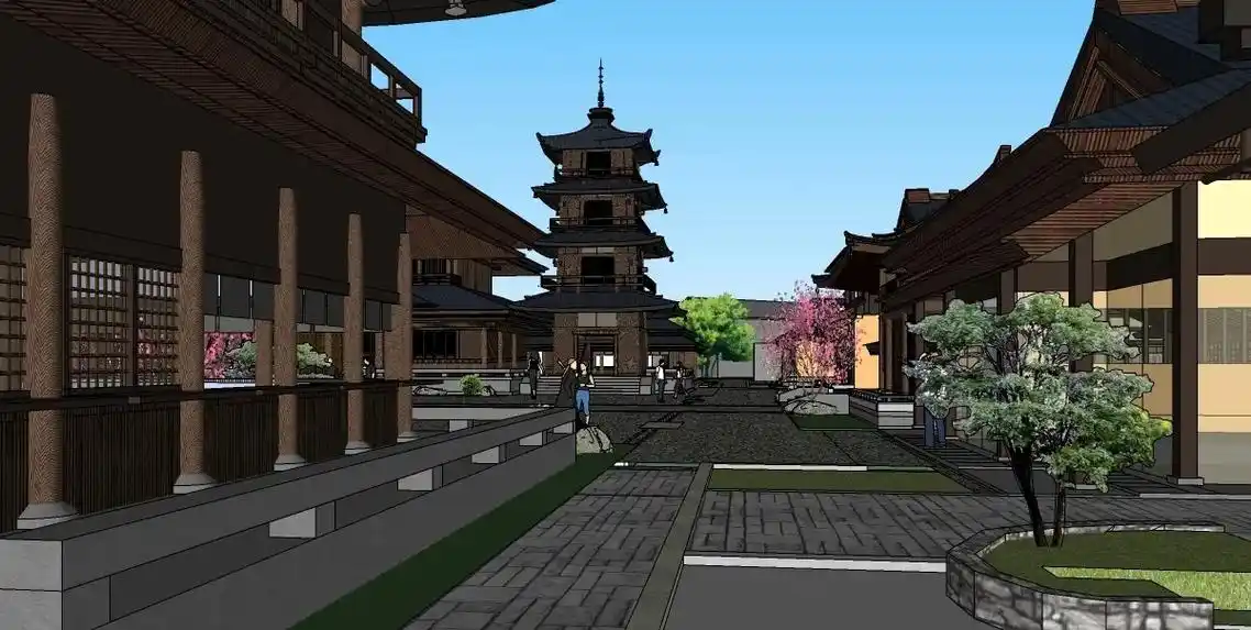 中式古建筑商业街设计模型分享