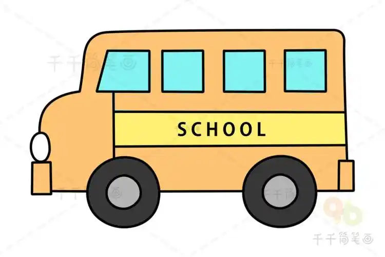 美国校车简笔画幼儿园