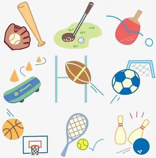 关键词简笔画彩色运动工具球