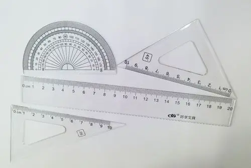 好学20cm卡通绘图套尺 高档学生几何用四件套 办公事务尺子