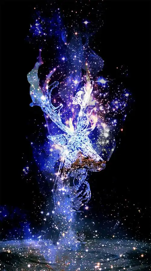 紫色梦幻鹿星光背景