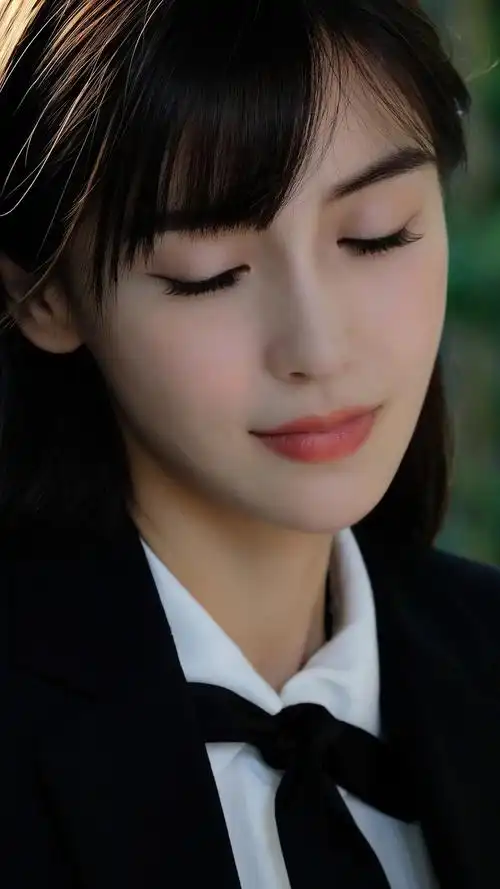 长发美女,校服,阳光,小脸