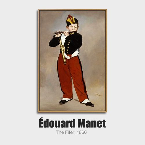 史历克 客厅装饰画马奈作品吹短笛的男孩欧式人物油画风格壁画卧室