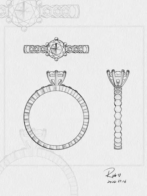 珠宝手绘|三视图练习22/100
