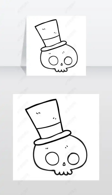 卡通骷髅简笔画