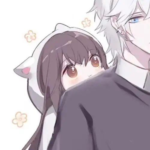 可爱呆萌情侣头像一左一右情头动漫一男一女超甜