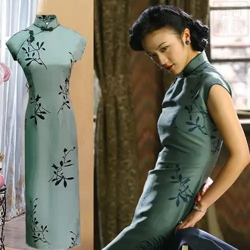 旗袍印花海派连衣裙港味复古民国国风上海款中旗袍