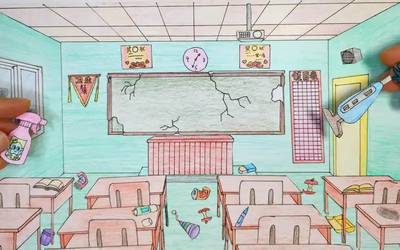 手绘定格动画:开学啦,你准备好了吗?先把教室打扫干净吧!