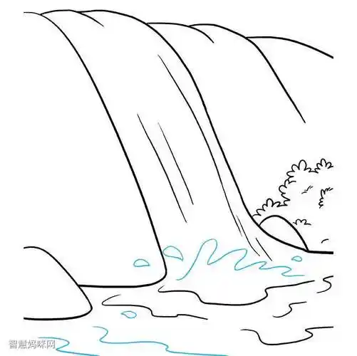 如何画瀑布简笔画