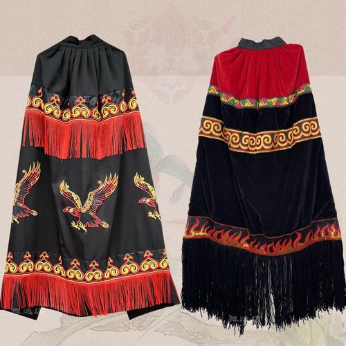新款彝族披风 黑色男披肩苗族斗篷 查拉瓦民族火把节舞台演出服族