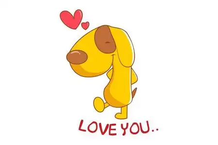 七夕认真说爱你矢量卡通插图可爱的狗说爱你. 孤立在白色背景上.照片