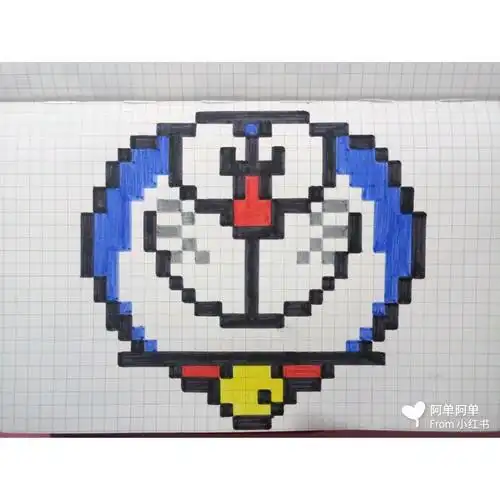 哆啦a梦27 像素画 网格画 简笔画 简单易学 易成型简笔画哆啦a梦